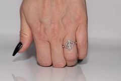 Art Dec Style Lab Created Diamond Three-Stone Anniversary Ring 14K White Gold FN
