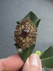 Vintage Ring Cognac Topaz Rhinestone Statement Cocktail Adjustable Size