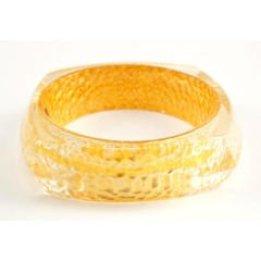 Charles Winston 24k Foil Lucite Bangle Bracelet 7.5″ Vintage