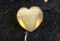 Pair Vintage Faux Faceted Fire Yellow Opal drop Earrings Heart