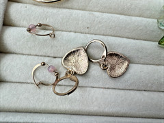 6 Pairs Gold Tone Green VTG Pierced Earrings LOT Enamel 1980s 1990s modern y2k