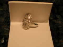 Art Deco 14K White Gold Filigree and Diamond Ring .20 Carat G-H VVS Size 7