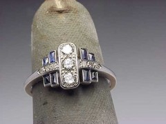 Art Deco 3.50 Ct Diamond & Sapphire Vintage Wedding Ring 925 Sterling Silver