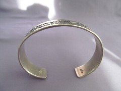 VINTAGE OLD PAWN Richard Begay Navajo Sterling Deep Stamped Wide Cuff Bracelet