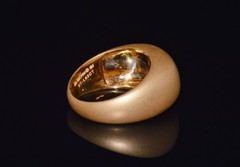 NATURAL 1.62CT EMERALD SOLID 750 18K GOLD MATTE DOME RING MODERNIST SIGNET STYLE