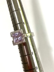 VTG Estate Find Sterling Silver Square Shape Amethyst Clear Crystal Ring Sz 7