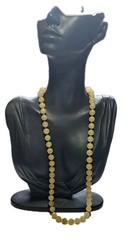Vtg Golden Glowing Rutilated Quartz Round Bead Strand Double Tied Necklace 22″