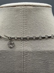 Vintage Necklace Green & Clear Rhinestone Art Deco Style 16.5” Choker