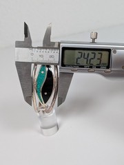 Vtg Alpaca Mexico Cuff Bracelet Crushed Turquoise Inlay Silver Tone 1980s NOS