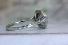 Art Deco Vintage Style Lab Created Diamond Engagement 14k White Gold FN Ring