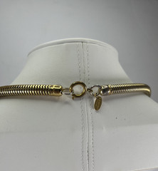 Vintage Lanvin Paris Snake Chain Necklace w/ Carnelian & Gold Tone Beads