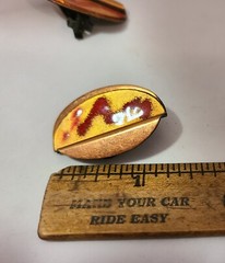Vtg Copper Red Enamel 1.25″ Ovals Link 15.5″ Necklace Clip On Earrings to Match