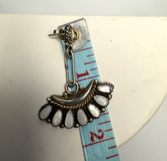 Vintage Sterling Silver & Mother of Pearl Fan Dangle Earrings With LMB Hallmark