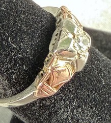 Antique Art Deco Engagement Ring Natural Diamond .25c 18k White & Rose Gold 5.5