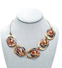 Art Deco Brutalist Mixed Metal Necklace & Earring Set SEE DESCRIPTION