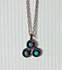 VTG C. 1976 TURQUOISE RAIN CLOUD STERLING SILVER 925 PENDANT, 18 IN CHAIN SIGNED