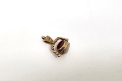 SMALL VINTAGE CARVED 10K GOLD THREE STONE SPINNER WATCH FOB,PENDANT,CHARM