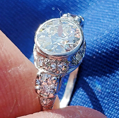 Original EARTH MINED DIAMOND Deco Engagement RING Vintage PLATINUM Solitaire S 5