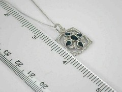 1Ct Oval & Pear Lab Created Sapphire Bezel Vintage Pendant 14K White Gold Plated