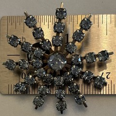 Vintage Rhinestone Brooch Earring Set Snowflake Starburst Light Blue Screw Back