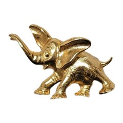 VTG Mode ART Gold-Tone Happy Elephant Brooch 1.5″ X 1.25″ Whimsical Trunk Up