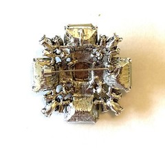 GORGEOUS CROSS BROOCH! Multi Color Crystals & Black Diamante Rhinestones!