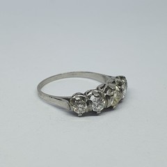 Antique Platinum Five-Stone Ring With 1.30 of Old Cut Diamonds – 360