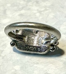 Vintage 1976 Avon Desert Azure Ring Faux Turquoise Cabochons Silver Tone SZ 5.25