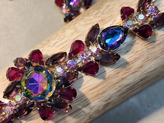 Vintage Juliana Amethyst Red Watermelon Vitrail AB Demi Parure Bracelet Earrings