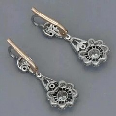Art Deco Style Lab Created Diamond Sapphire Engagement 14k White Gold FN Earring