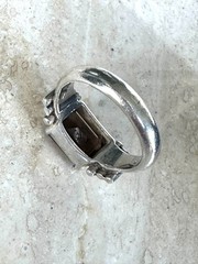Unisex Vintage 925 Sterling Silver Ring Brown Faceted Stone Size 6.5