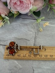 vintage 1960s Weiss unsigned Royal Crown key glass cabochons, red crystal 2.75”