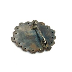 Antique Middle Eastern Pin – Arabic Calligraphy Style Hexagon Brooch Beaded Edge