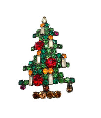 PROJECT PIECE Vintage Weiss Rhinestone Christmas Tree 6 Baguette Candles