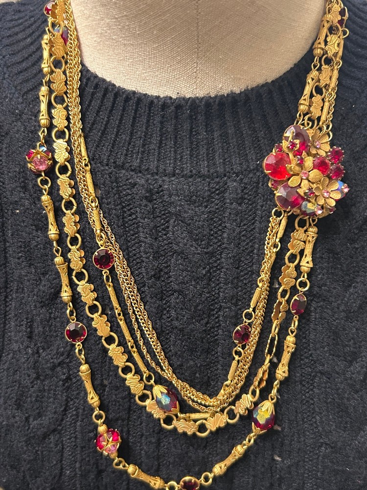 Verified RARE 40’s Miriam Haskell Multi Detailing Strand W/ Faceted Crystal