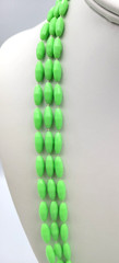 Vintage Lime Green 3 Strand Plastic Bead Necklace Hong Kong Long 50″