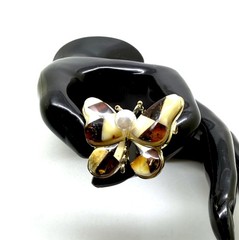 Unique multicolour Whole Stone natural Amber Pendant Brooch 9.3g