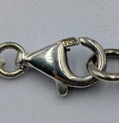 FAS Vtg Sterling 925 Oval Ring 2 Strand Flat Marquise Shape Link Chain Bracelet