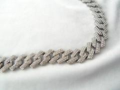 Pave Crystal Rhinestone wide Link Chain Collar Silvertone Necklace