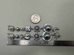 Extra Long Mabe Pearl Statement Earrings, Asymmetrical Sun Moon Dangle