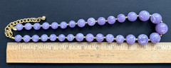 Vintage Joan Rivers Marbled Purple Acrylic Lucite Necklace Beaded Gold Tone 21″