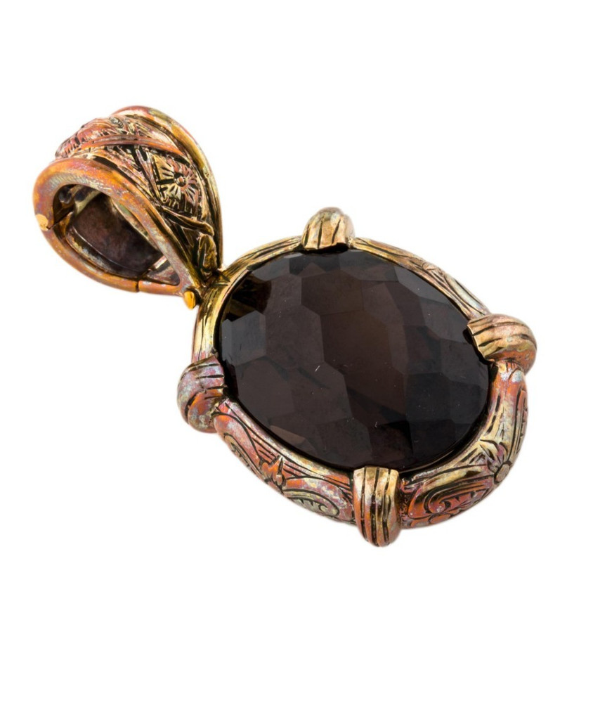 DWECK SMOKEY QUARTZ PENDANT VINTAGE HINGED CLIP SIGNED