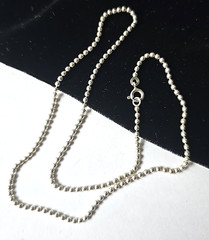 Vintage Sterling Silver 2.5 mm Beaded Chain Necklace 18″L 7.8 g