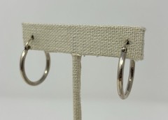 Vintage 925 Sterling Silver 2.5mm Hollow Tube Hoop Earrings 1″