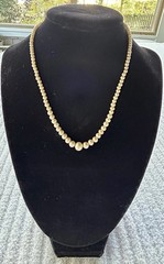 Vintage 15” Pearl Necklace Child 10K White Gold Clasp Graduated Hand Knotted
