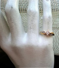 Vintage 14k Yellow White Gold 0.24CT Marquise & Round Diamond Engagement Ring P