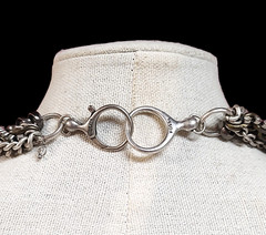 VTG 90s Edgy Layered Chains Fossil 8 Strand Rock Star Statement Necklace 23″
