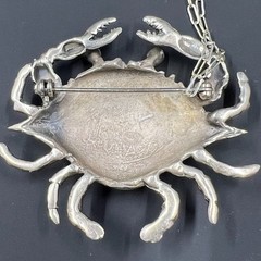Green-eyed Sterling Silver Crab 1998 Pin / Ornament