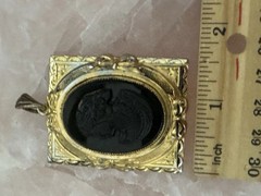Vintage Black Mourning Cameo Locket Pendant