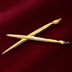 Figural Paint Brush Brooch Gold Tone Artist Pin Mid Century Vintage